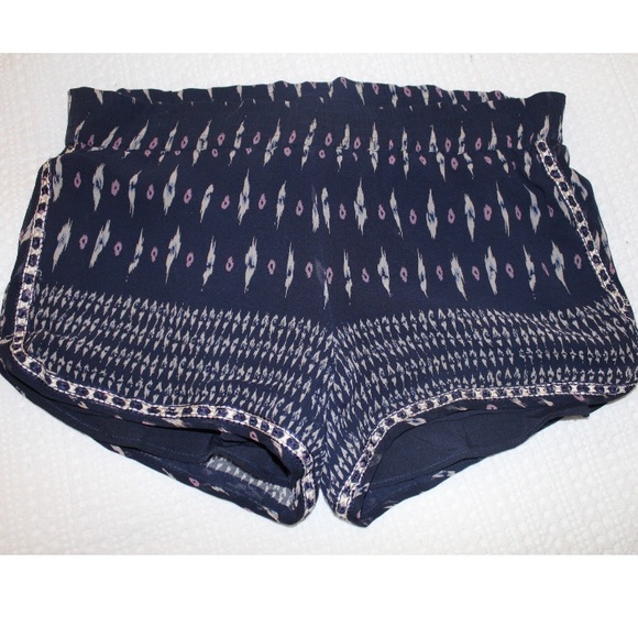 Joie Pants - Joie Small Navy Blue Silk Printed Shorts